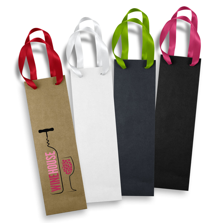Wine Ribbon Handle Paper Bag - 125054