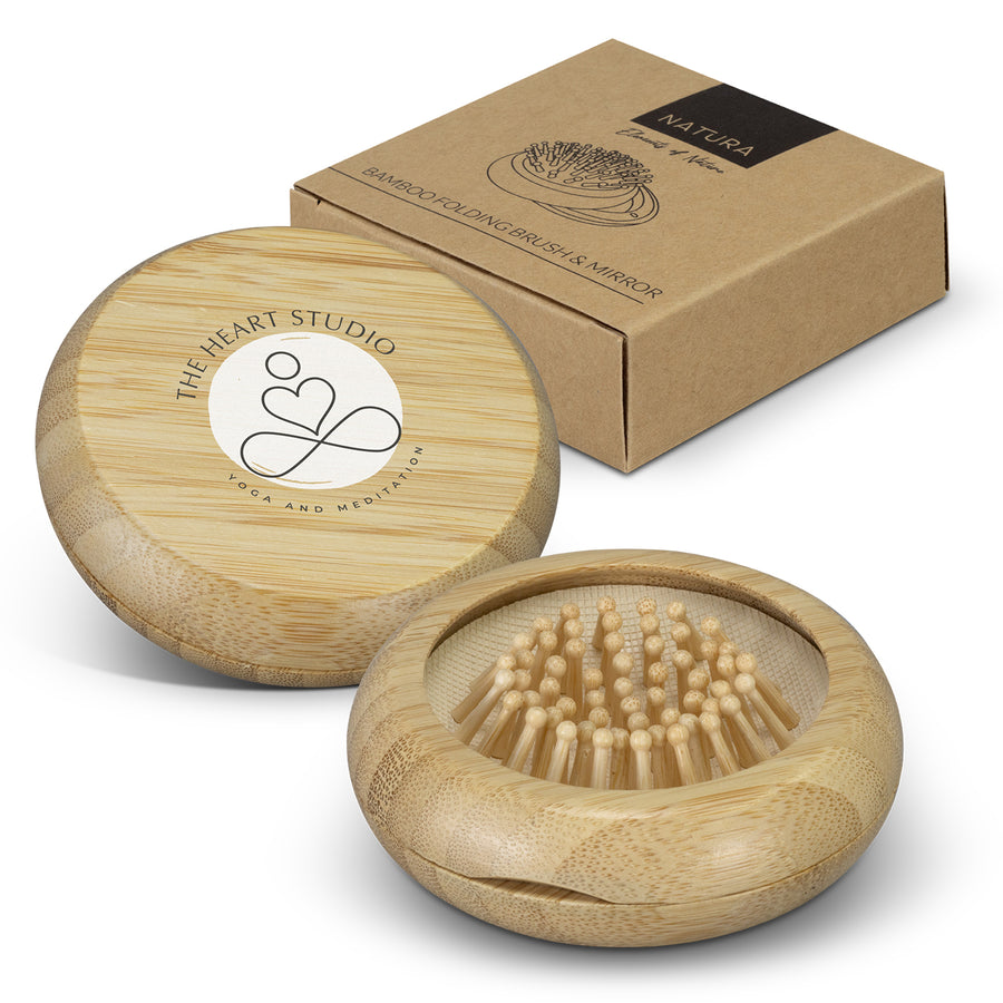 NATURA Bamboo Brush and Mirror - 125992