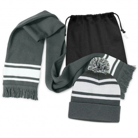 Commodore Scarf and Beanie with Pom Pom Set - 129251-2