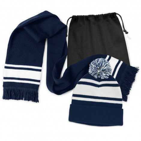 Commodore Scarf and Beanie with Pom Pom Set - 129251-4