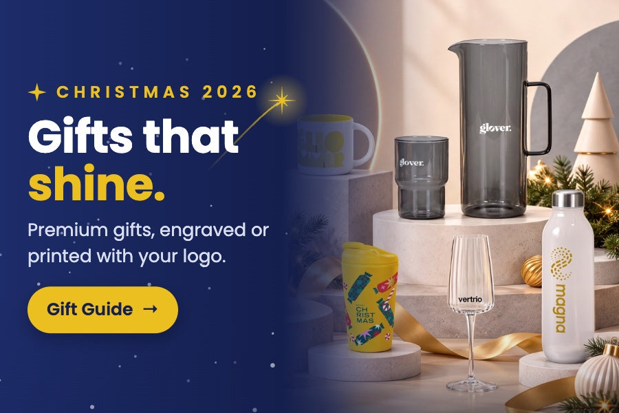 Christmas 2026: premium gifts engraved or printed with your logo. Browse the Galaxy Promo Gift Guide