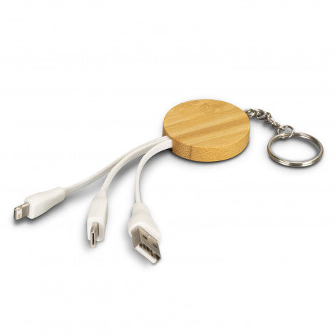 Bamboo Charging Cable Key Ring - Round - 121411